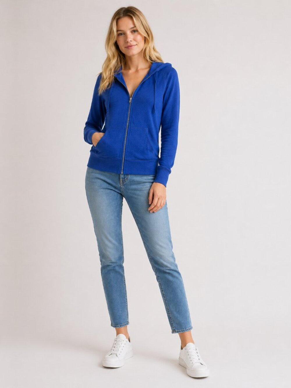 2/$30 Merona Full Zip Sweat Hoodie Jacket Royal Blue Large #A2083